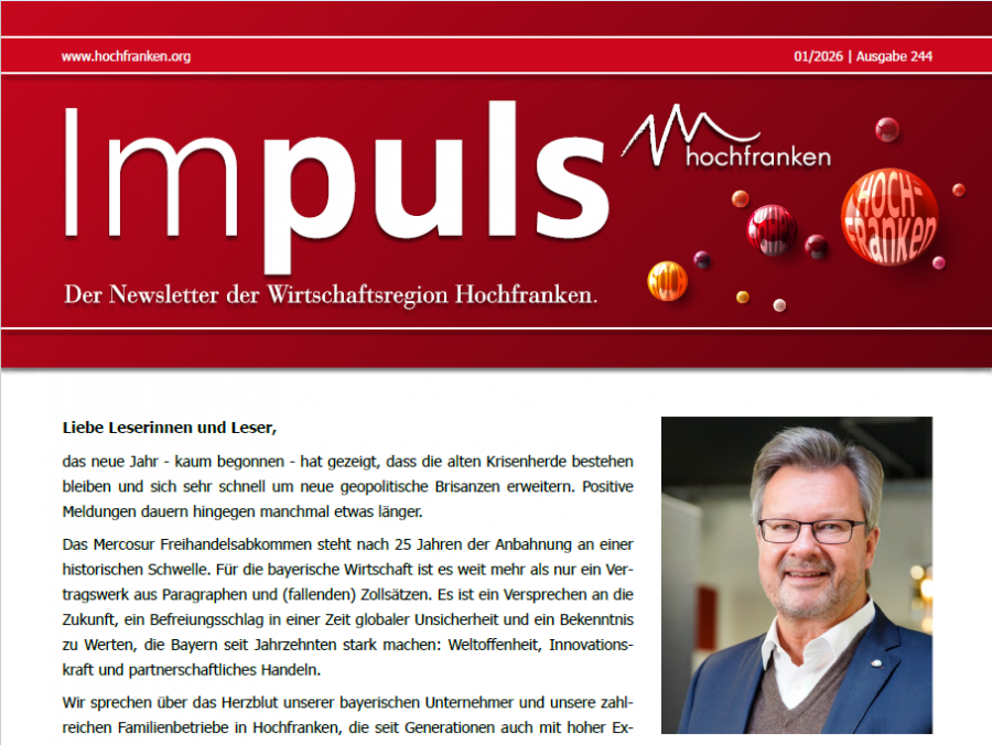 IMPULS Januar 2026 - Newsletter der Wirtschaftsregion Hochfranken e.V.