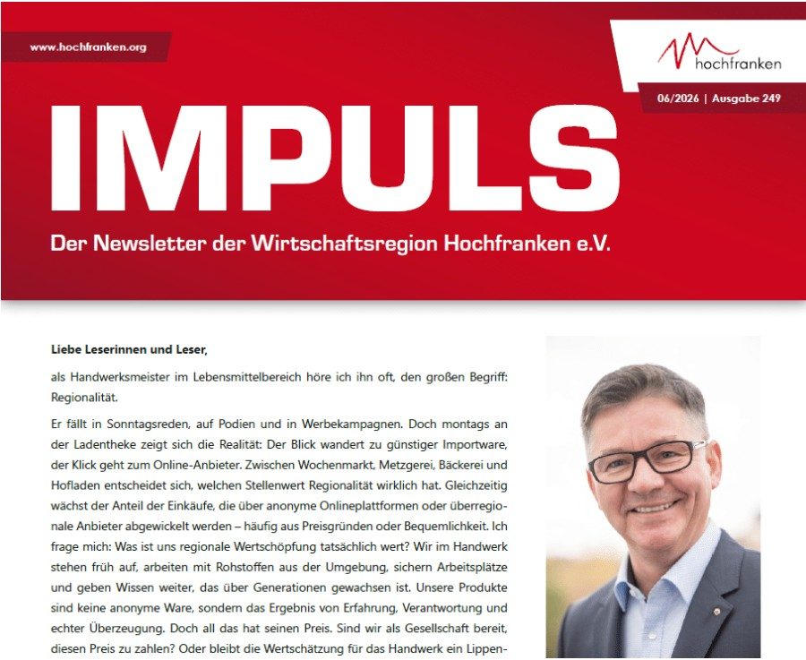 IMPULS Juni 2026 - Newsletter der Wirtschaftsregion Hochfranken e.V.